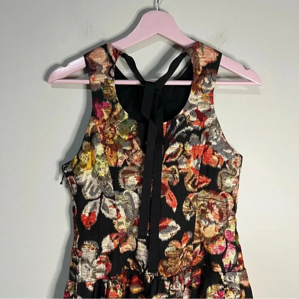 Anthropologie Leifsdottir Adelita Floral Shimmer Brocade Fit Flare Mini Dress 4 - Picture 6 of 11